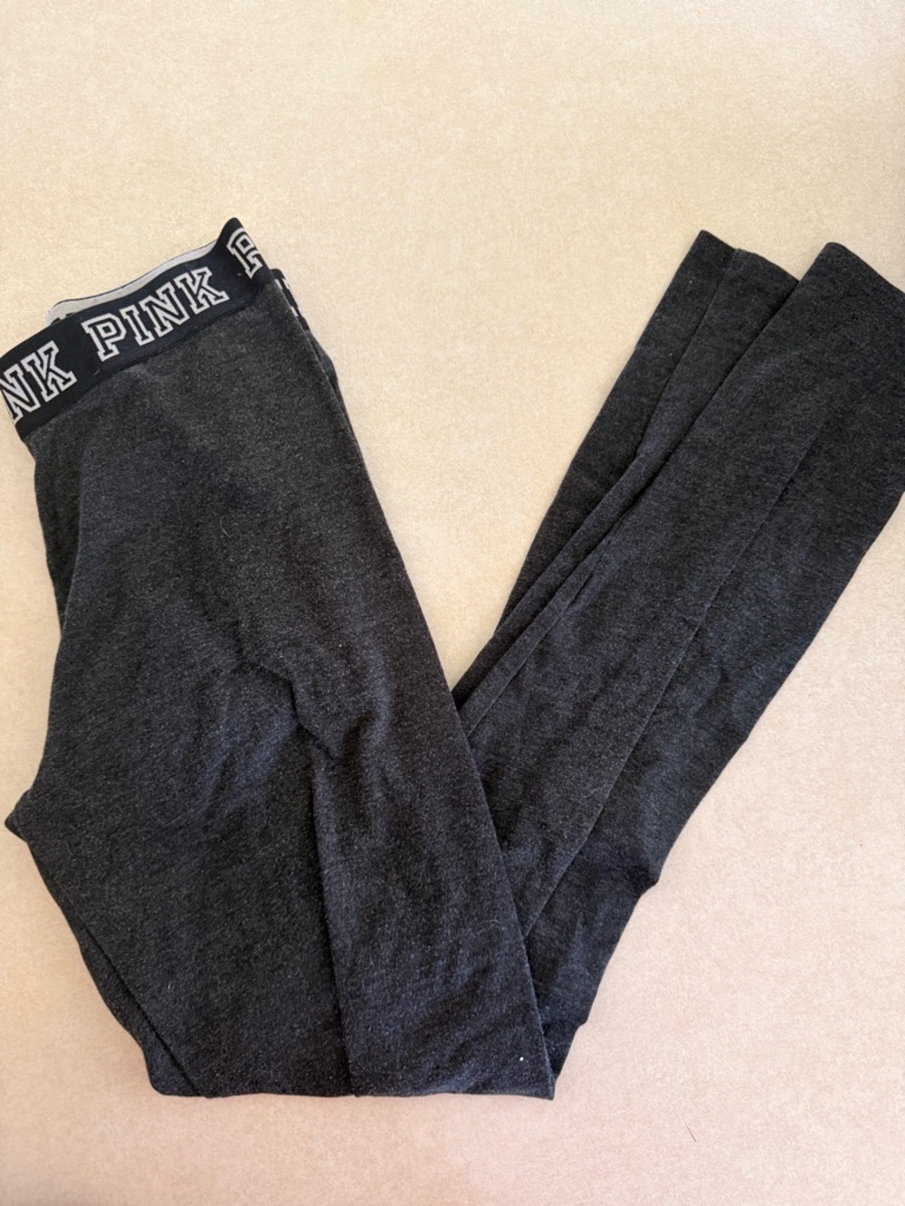 PINK Victoria's Secret Dark Charcoal Logo Waistband Leggings